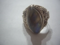 Стар масивен сребърен пръстен с голям камък., снимка 2