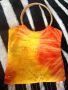 Лятна чантичка Saison seche дървени дръжки текстил оранжево жълто, снимка 3