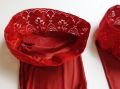 Червени чорапи със силиконова лента 80 Den лъскави от сатенена ликра, снимка 8