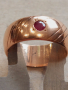 Царска Русия-златен пръстен 56 проба(14 карата) с инкрустиран натурален рубин, снимка 1 - Пръстени - 44942652