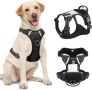 CHOWU Нагръдник със жилетка за обучение на ходене за кучета, светлоотразителна, черен, L