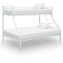vidaXL Рамка за двуетажно легло, бяла, метал, 140x200 см/90x200 см（SKU:287903, снимка 1 - Спални и легла - 44957505