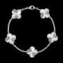 Van Cleef & Arpels VCA 5 Motifs Silver Clear Vintage Alhambra Дамска Гривна, снимка 8