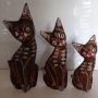 Сувенир дървени котки 3 броя, снимка 1 - Декорация за дома - 45077959