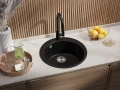 Черна кръгла кухненска гранитна мивка Пиза 50 Top 530 x 530 мм, снимка 7