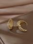Дамски елегантни кухи обеци с искрящ циркон,позлатено покритие, снимка 1 - Обеци - 45462848