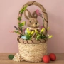 Великденска кошница със зайче, цветя и яйца, Ø17x35 см, снимка 2