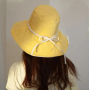 Красива дамска шапка с панделка в модерни нежни цветове Цветове: бежав,жълт,син,оранжев , снимка 6