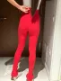 Нов уникален секси висока талия червен спортен елегантен панталон рипс рипсен Alice Evis , снимка 2