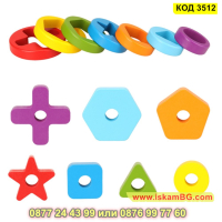 Дървена играчка Монтесори кула с геометрични форми - КОД 3512, снимка 7 - Образователни игри - 45022271