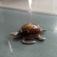 сувенир от Малдивите,   Океанска костенурка, изработена от метал и морска раковина, снимка 3 - Декорация за дома - 45514912