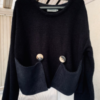 Дизайнерска блуза кроп GRIZAS , снимка 1 - Блузи с дълъг ръкав и пуловери - 44958953