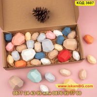 Детска дървена игра с цветни камъчета за баланс и декорация - КОД 3607, снимка 7 - Игри и пъзели - 45055730