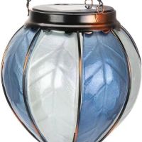 pearlstar Соларен фенер с балон с горещ въздух с трептяща пламъчна светлина, синьо и бяло, снимка 1 - Соларни лампи - 45343884
