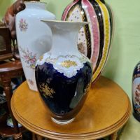 Рядка уникална антикварна колекционерска порцеланова немска ваза кобалт с позлата Reichenbach, снимка 7 - Вази - 45713468