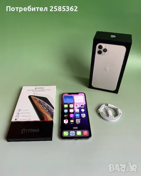 iPhone 11 Pro Max Silver 256 Gb 100% Батерия, снимка 1