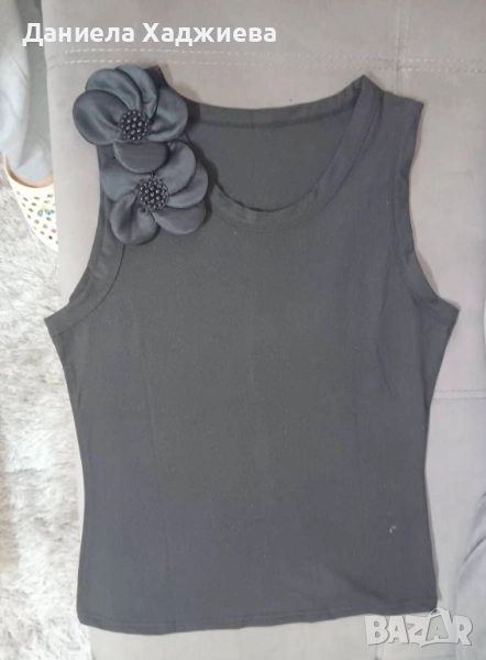 черен потни с цветя, снимка 1