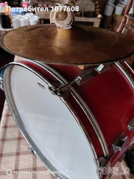 БАС КАСА/МАРШОВ БАРАБАН/ТЪПАН 22 ИНЧА С ЧИНЕЛИ И КИЯК, снимка 1