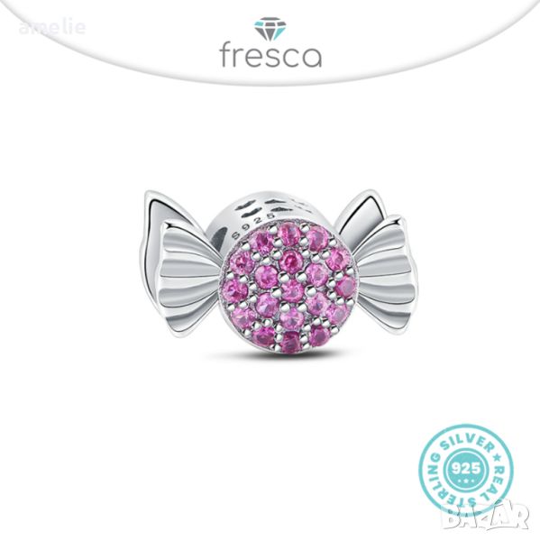 Промо -30%! Талисман Fresca по модел тип Пандора сребро 925 Pandora My Pink Candy. Колекция Amélie, снимка 1