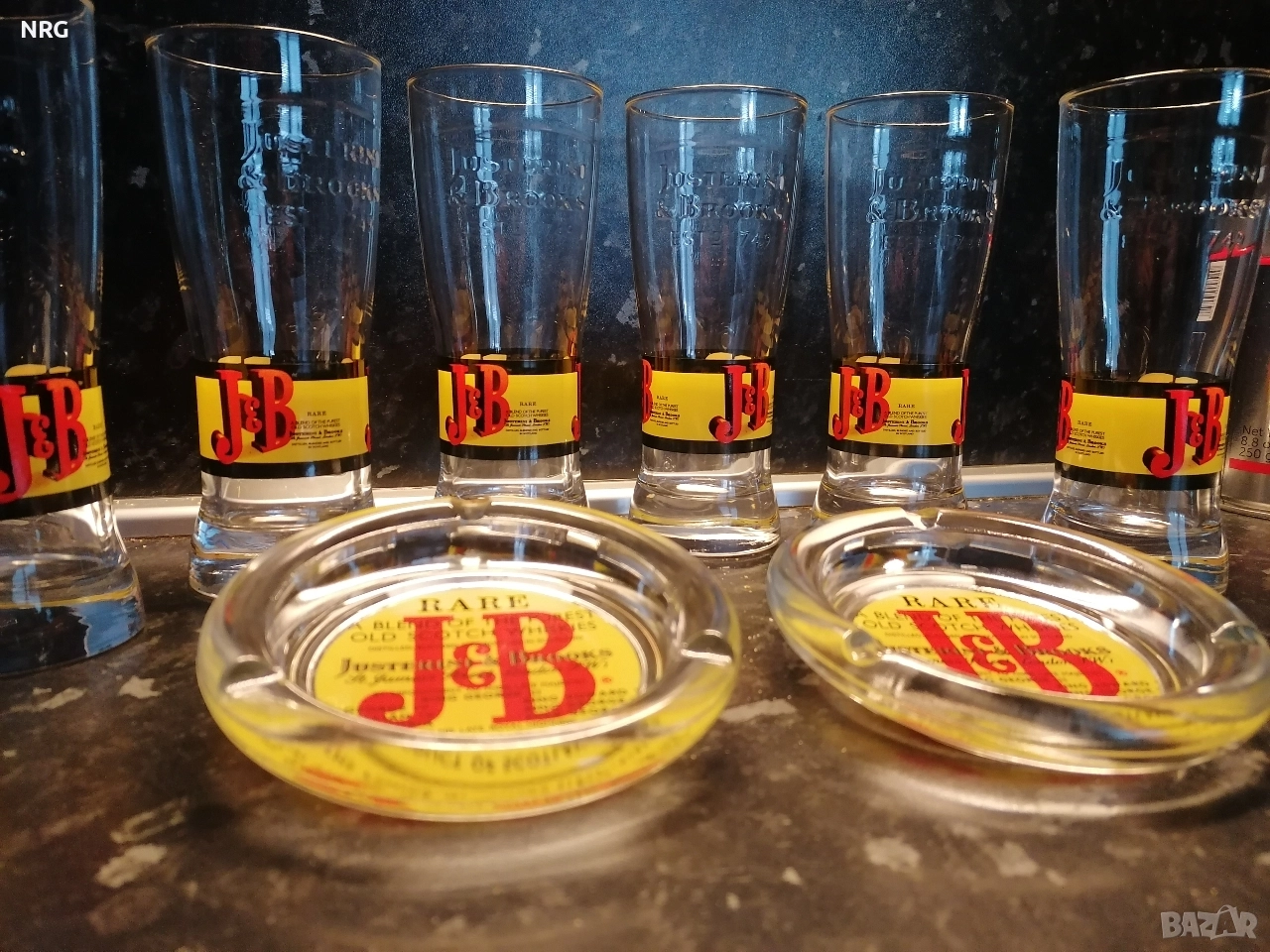 Комплект J&B 6 бр. чаши с два пепелника, снимка 1