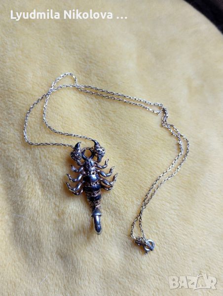 Сребърен позлатен Скорпион с печат  , снимка 1