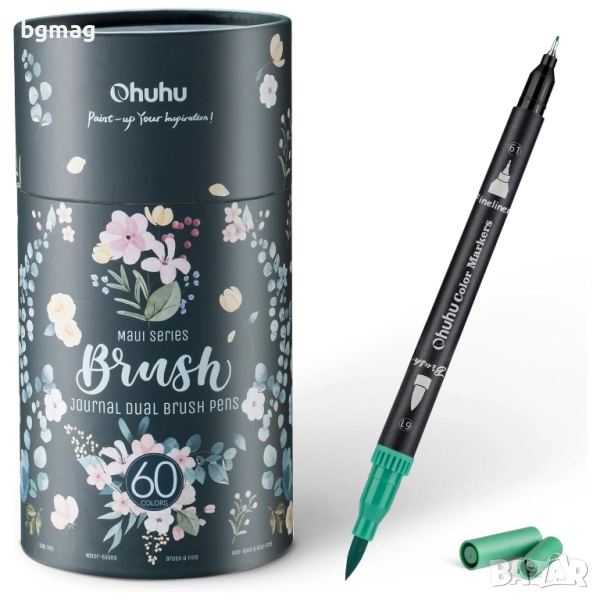 Ohuhu Maui Series маркери с два писеца тип четка и тънък писец,60 цвята, снимка 1