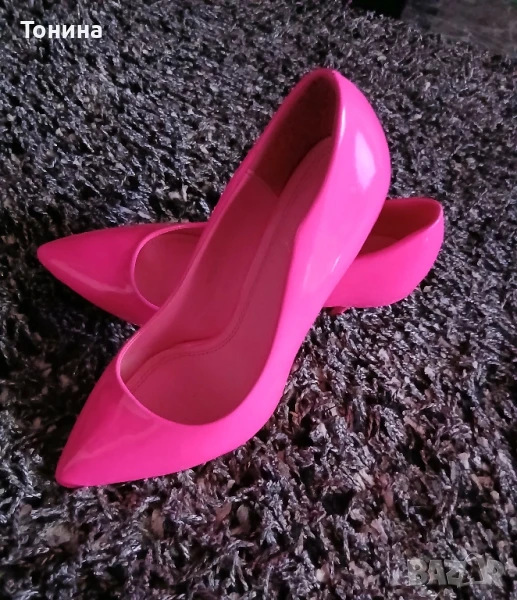 Бонбонени дамски , лачени обувки , снимка 1
