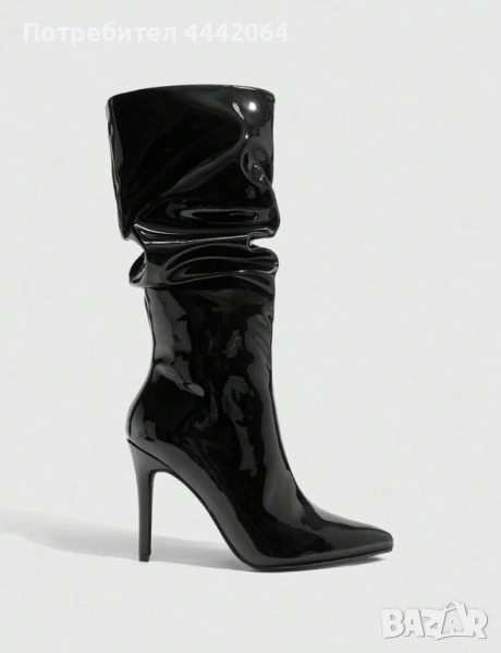 Черни лачени ботуши, снимка 1