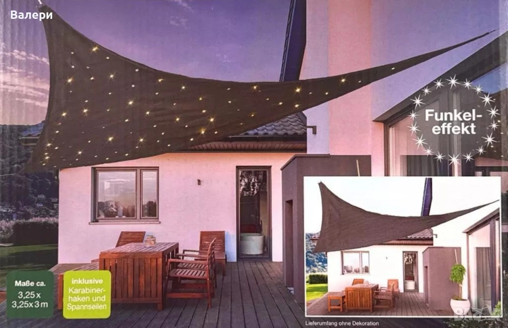 Соларно LED слънчево платно – Сянка през деня, звездна магия през нощта, снимка 1