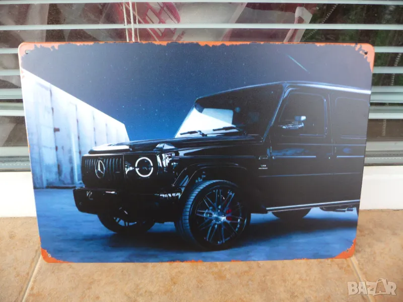 Метална табела кола джип Mercedes Benz AMG Ангелски очи лъскав, снимка 1
