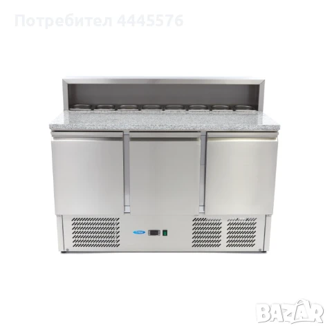 Професионална хладилна маса с гранитен плот – 3 врати, 400 литра