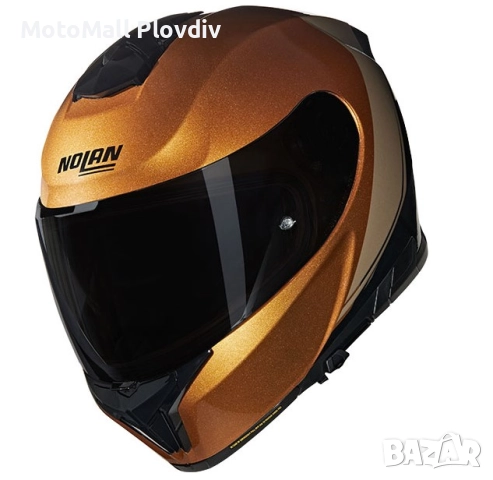 Каска Nolan N80-8 Verniciatura Speciale N-Com 341 Ocher Black – Гланц ECE 22.06, снимка 3 - Аксесоари и консумативи - 51891258