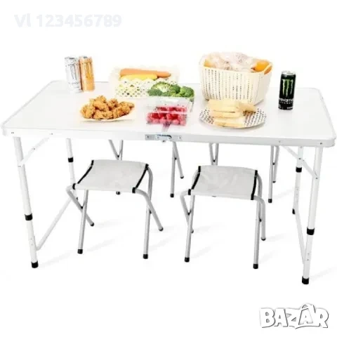 Алуминиев Комплект За Пикник: 4 Стола + Маса 120 х 60см , снимка 2 - Къмпинг мебели - 53840392