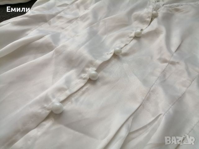 Дамска сатетена вталена риза с дълги буфан ръкави р-р S-M, снимка 8 - Ризи - 45478268