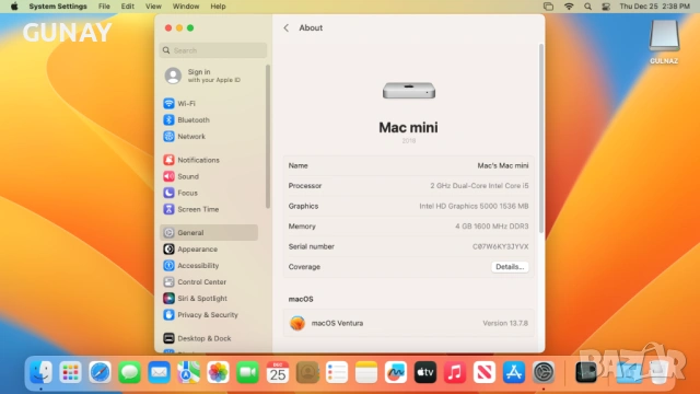Mac Mini A1347 комплект с Magic Mouse и клавиатура, 2GHz i5, 240GB SSD, снимка 8 - Работни компютри - 53956570