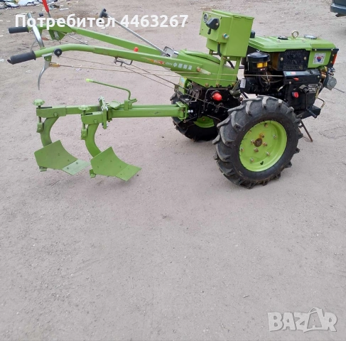 Мотоблок дизел 10 к.с. + фреза + окопавач + плуг – като нов, снимка 2 - Градинска техника - 53686874