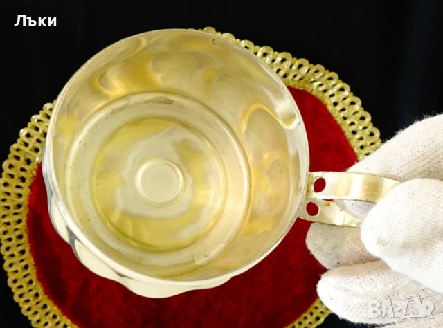 Посребрена чаша за кафе Art Nouveau. , снимка 2 - Антикварни и старинни предмети - 54071179