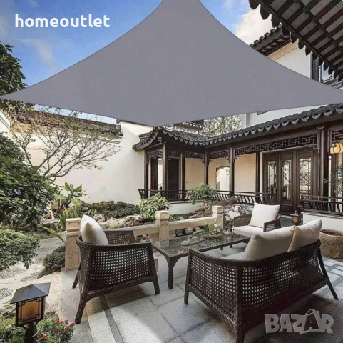 ПРОМОЦИЯ Водоустойчива тента с 95% UV защита, размер 4х4м - цвят крем / сиво, снимка 3 - Огради и мрежи - 54146881