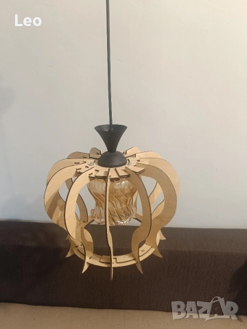 Единичен Дървен Полилей, снимка 5 - Полилеи - 53994429