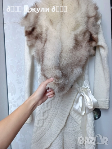 Стилно палто от ангора с естествен косъм, снимка 3 - Палта, манта - 51679711