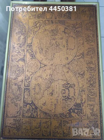 ИЗКЛЮЧИТЕЛНО РЯДЪК МОДЕЛ на  винтидж карта на света oт гравирана мед, снимка 7 - Антикварни и старинни предмети - 50107300