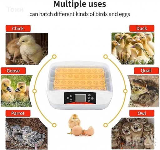 Инкубатор за яйца – 42 яйца с LED дисплей и автоматичен контрол, снимка 7 - За птици - 51540332