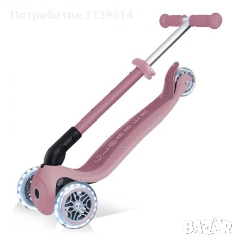 Тротинетка розова Globber Junior Foldable Lights Ecologic, снимка 3 - Скутери и тротинетки - 53851543