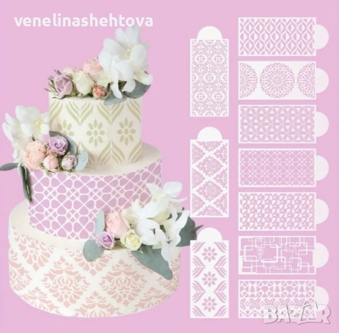 10 броя шаблон стенсил сърца цветя за декорация на торта кекс скрапбукинг дърво текстил , снимка 4 - Други - 52578018