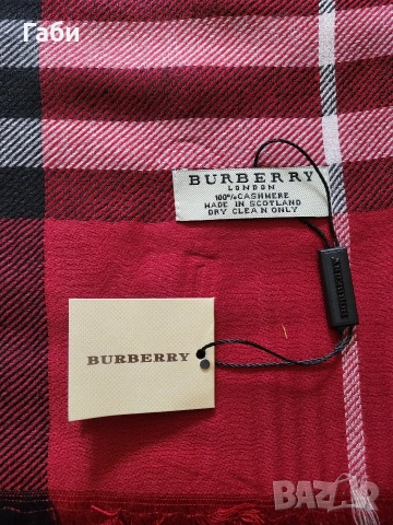 Кашмирен шал Burberry , снимка 4 - Шалове - 53142413