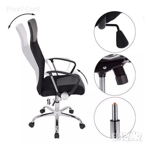 Модерен Офис Стол с люлеене, дишащи облегалка и седалка, амортисьор, въртящ се - 3122, снимка 4 - Столове - 44942823