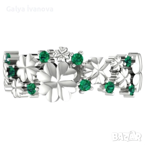 Сребърен пръстен с детелинки 