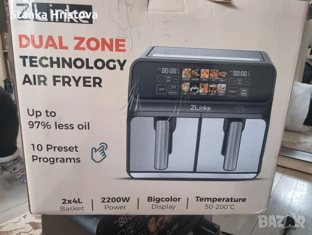 Еър-фрайър ZLINKE 2200w., снимка 8 - Фритюрници - 53406923