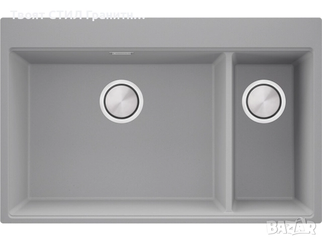 Сива кухненска гранитна мивка Осло 80 Duo Top 780x500 мм, снимка 2 - Мивки - 52548501