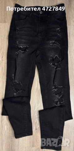 Спешно! Черни дамски дънки Skinny с изтъркан ефект от Shein